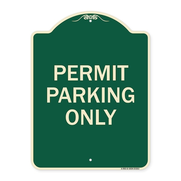 Permit Parking Only Heavy-Gauge Aluminum Architectural Sign, 24" x 18", G-1824-23313